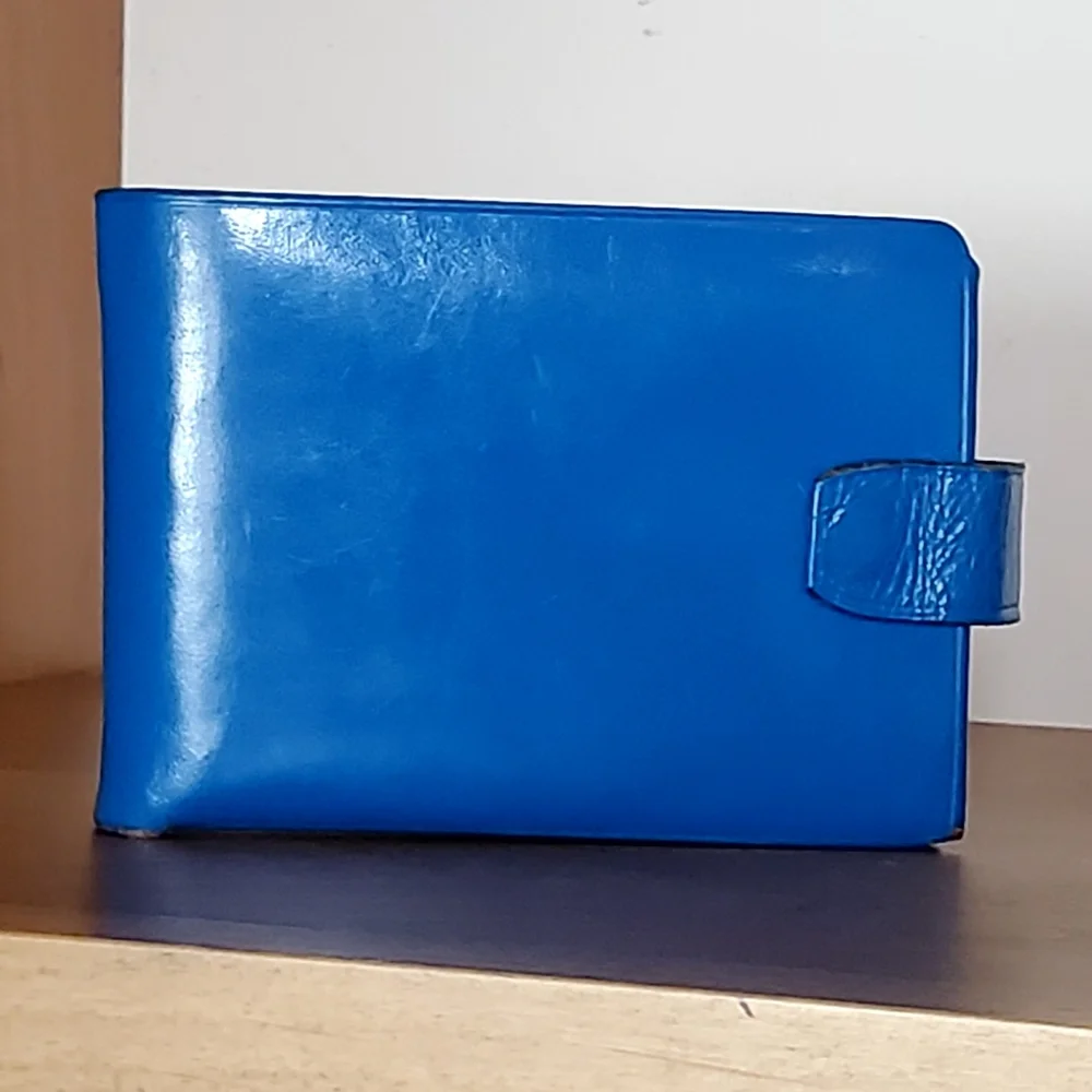 Brentshire Montgomery Wards 1950's Cobalt Blue Leather Bi-Fold Wallet